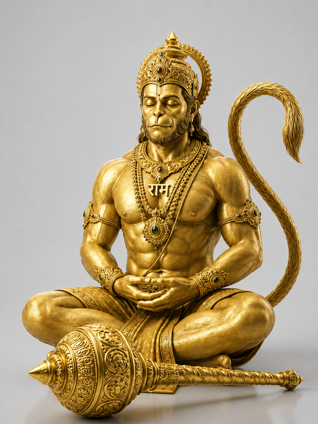 Hanuman Ji Golden 3D Model (5 Inch)